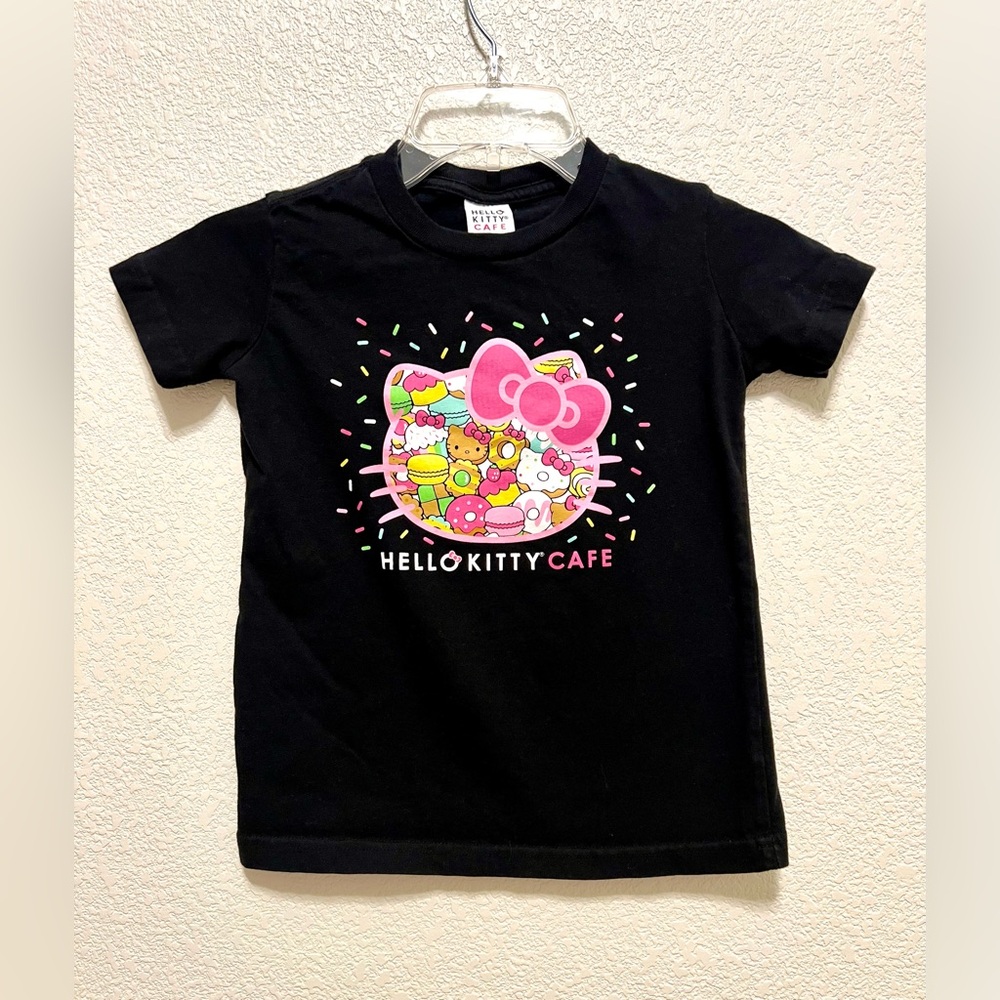 Hello Kitty Cafe Food Truck Girls T Shirt size YS Fits Up To 7/8 Black RARE Cute